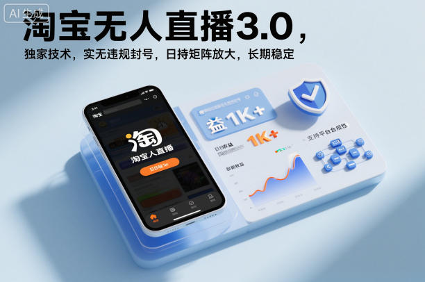 淘寶無人直播3.0，獨家技術，實無違規封號，日收益1k+，支持矩陣放大，長期穩定【揭秘】